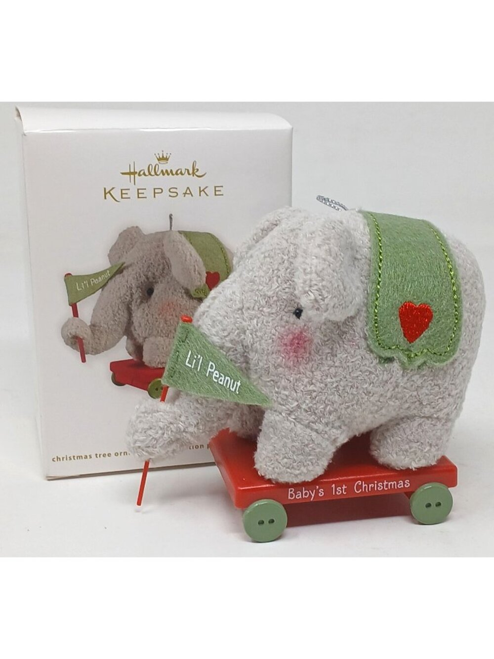 Hallmark Keepsake Lil Peanut Babys 1st Christmas Ornament 2012 Elephant Wagon D9